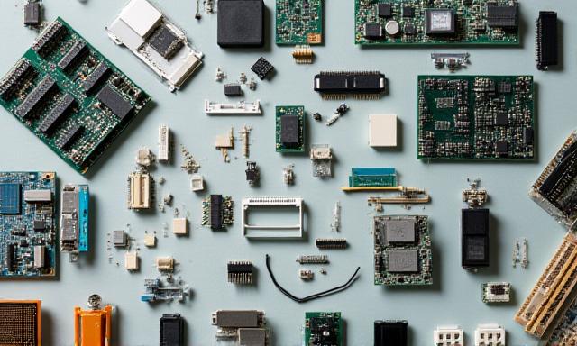Componenti elettronici disassemblati pronti per il riciclo responsabile