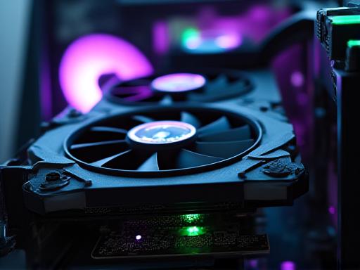 Dettaglio ravvicinato di una potente scheda video all'interno di un PC