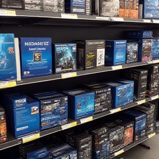 Scaffale di Forum Byte con componenti PC e schede madri in esposizione