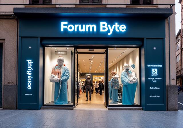 Esterno della vetrina del negozio Forum Byte a Corso Trieste, Roma